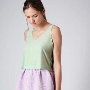 TOPSHOP Scallop Trim Mint Green Crop Top